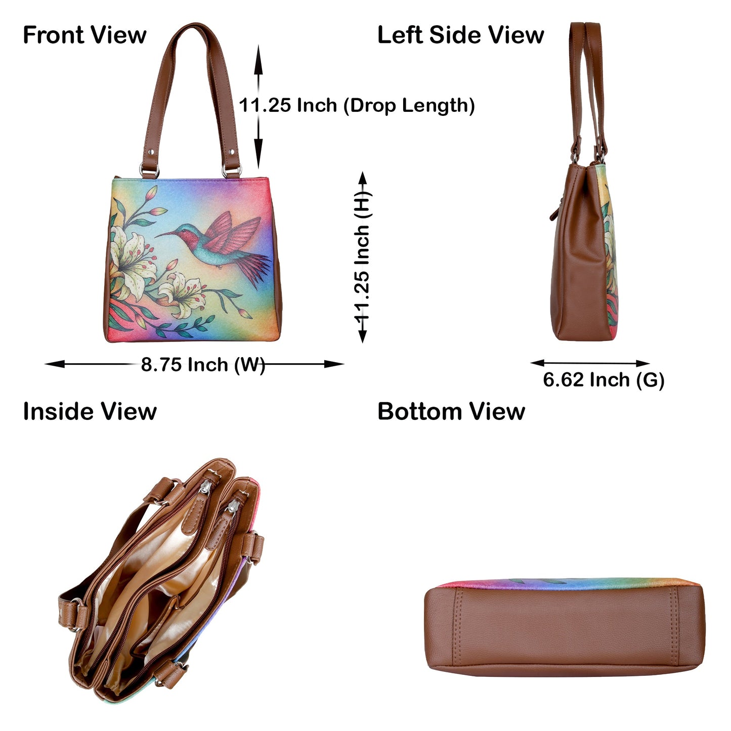 Women’s Wholesale Hand Printed Vegan Leather Tote Shoulder Bag – Multi‑Compartment Handbag for Work, Travel & Daily Use