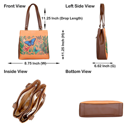 Hand Printed Butterflies Vegan Leather Tote Shoulder Bag – Women’s Wholesale Multi‑Compartment Handbag for Work, Travel & Daily Use
