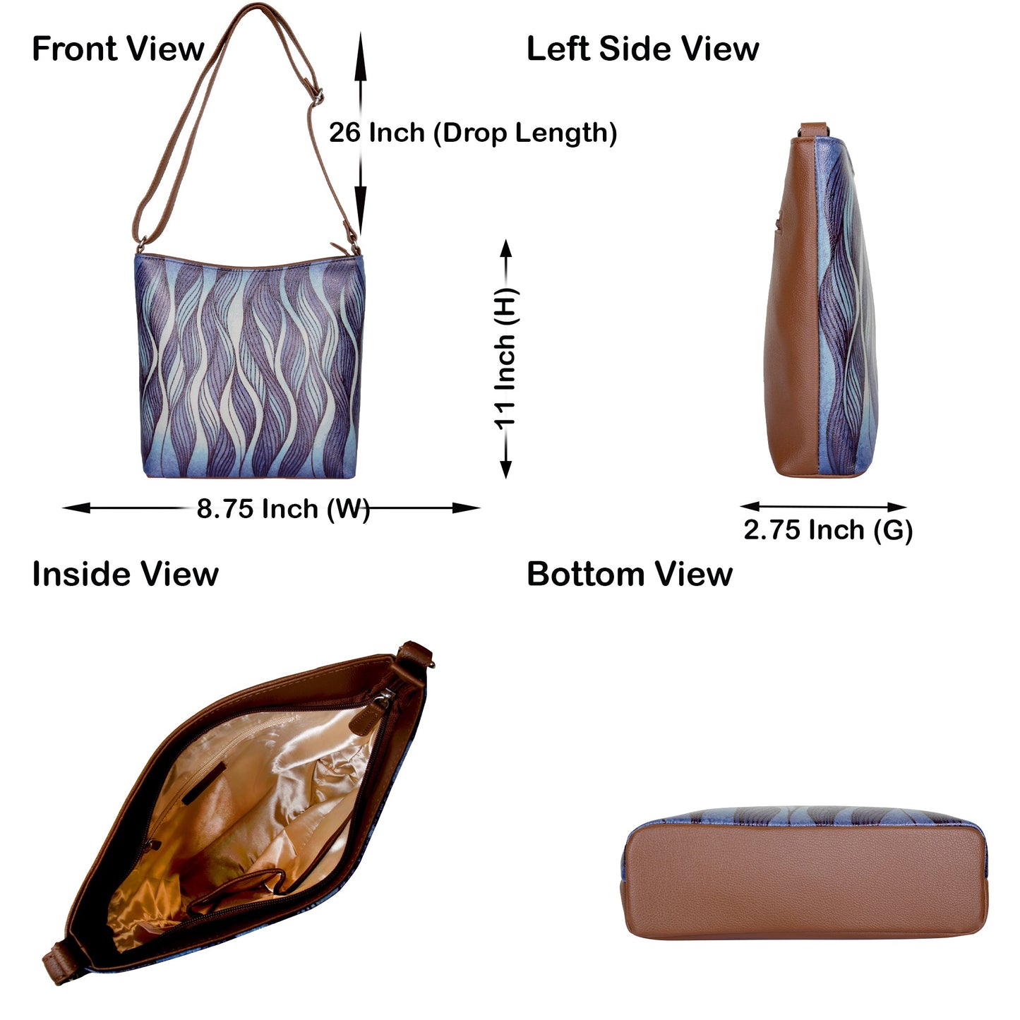 Abstract Hand Printed Vegan Leather Crossbody Bag – Wholesale Stylish Sling & Shoulder Purse for Women