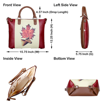 Women’s Maple Leaf Hand Printed Vegan Leather Wholesale Shoulder Bag – Stylish Top Handle Crossbody for Daily Use