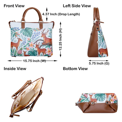 Women’s Deer Vegan Leather 3‑in‑1 Hand Printed Wholesale Convertible Shoulder Bag – Stylish Top Handle Crossbody Purse – Everyday Use