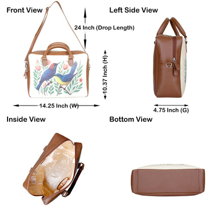 Wholesale Vegan Leather Crossbody Bag for Women with Top Handle – Peacock Hand Printed Shoulder, Tote & Business Handbag – Work, Travel & Daily Use