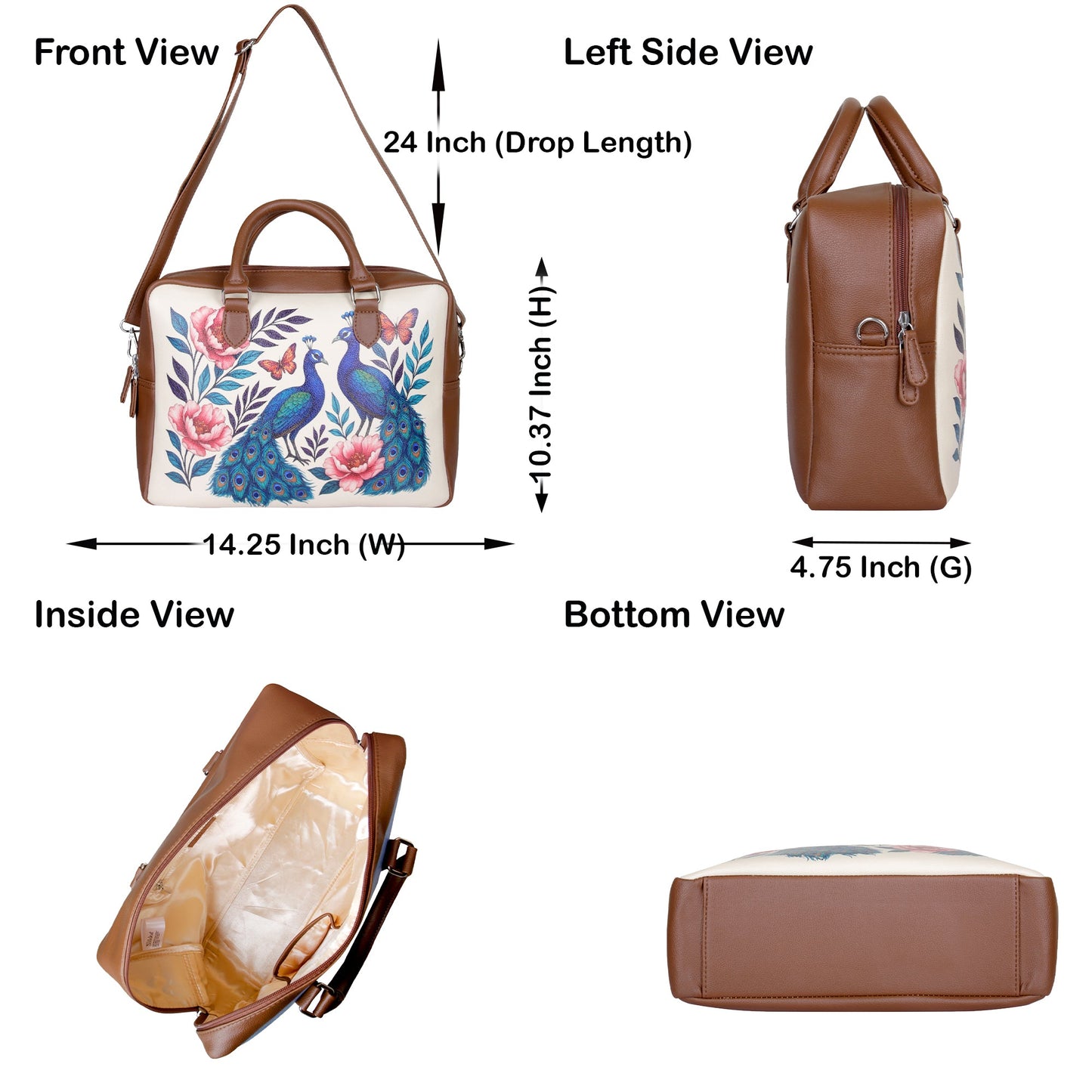 Leather Crossbody Bag for Women with Top Handle – Versatile Printed Vegan Shoulder, Tote & Business Handbag – Work, Travel & Daily Use