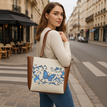 Wholesale Vegan Leather Ladies' Shoulder Tote Bag– Hand Printed Top Handle Handbag for Women – Work, Travel & Daily Use