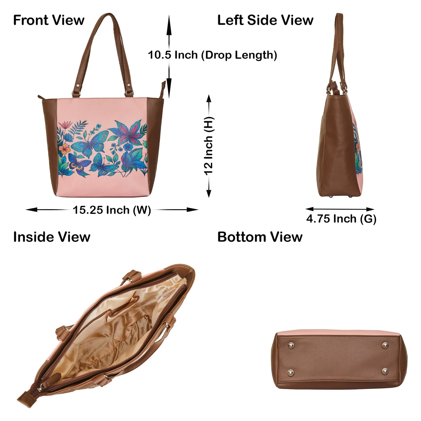 Wholesale Botanical Vegan Leather Shoulder Tote Bag– Hand Printed Vegan Top Handle Handbag for Women – Work, Travel & Daily Use