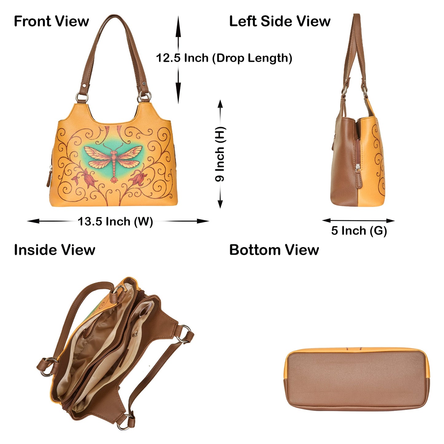 Hand Printed Wholesale Vegan Leather Shoulder Tote Bag for Women – Stylish Top Handle Handbag Purse– Travel, Office & Daily Use