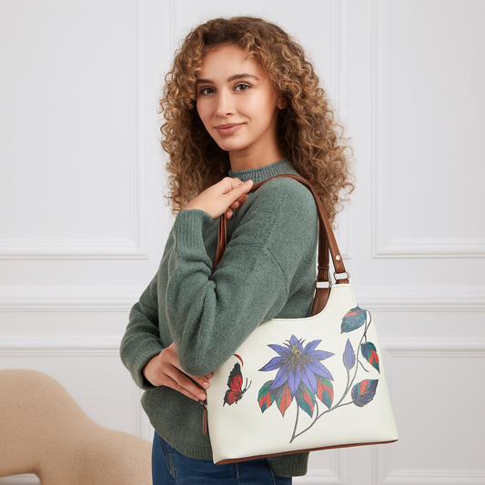 Hand Printed Vegan Leather Wholesale Shoulder Tote Bag for Women – Stylish Top Handle Handbag Purse– Travel, Office & Daily Use