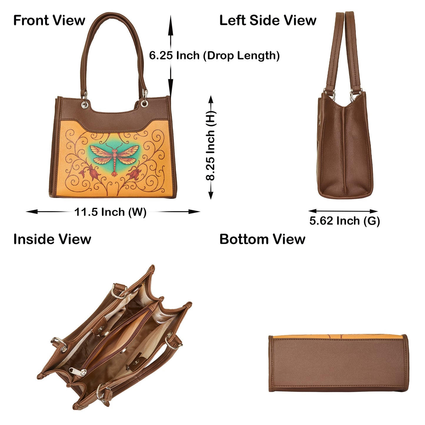 Women’s Hand Printed Vegan Leather Wholesale Satchel Handbag – Vegan Shoulder & Top Handle Bag – Office, Work, Travel & Daily Use