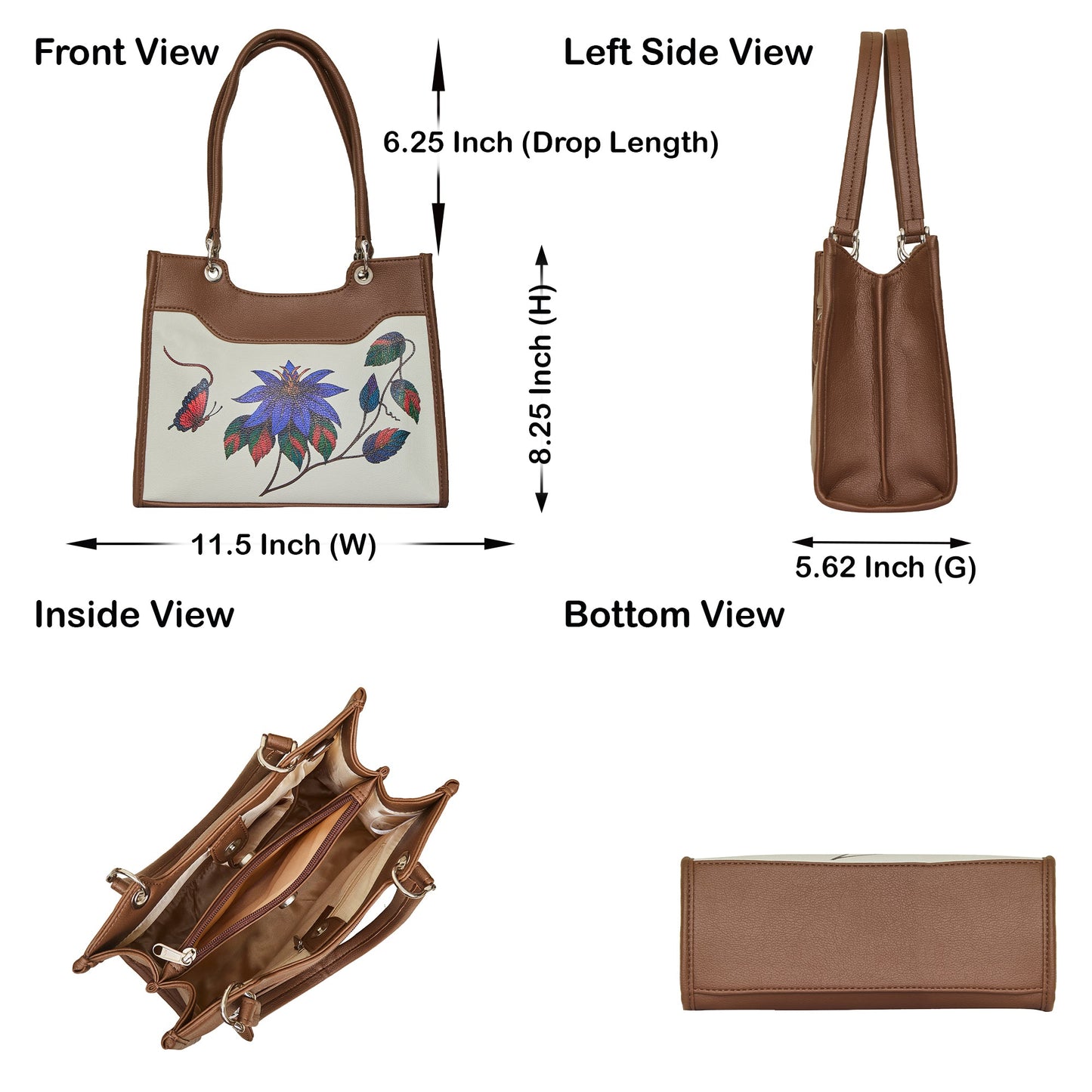 Women’s Hand Printed Vegan Leather Satchel Handbag – Wholesale Shoulder & Top Handle Bag – Office, Work, Travel & Daily Use