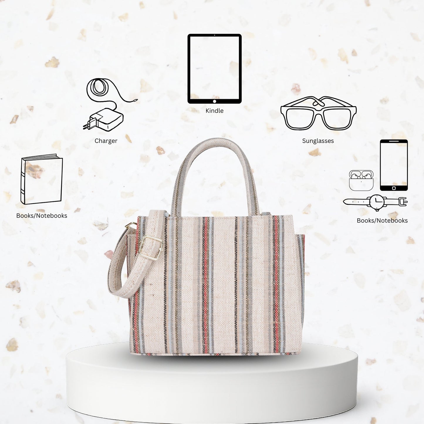 Wholesale  Brown & Grey Canvas Crossbody Tote Bag for Travel