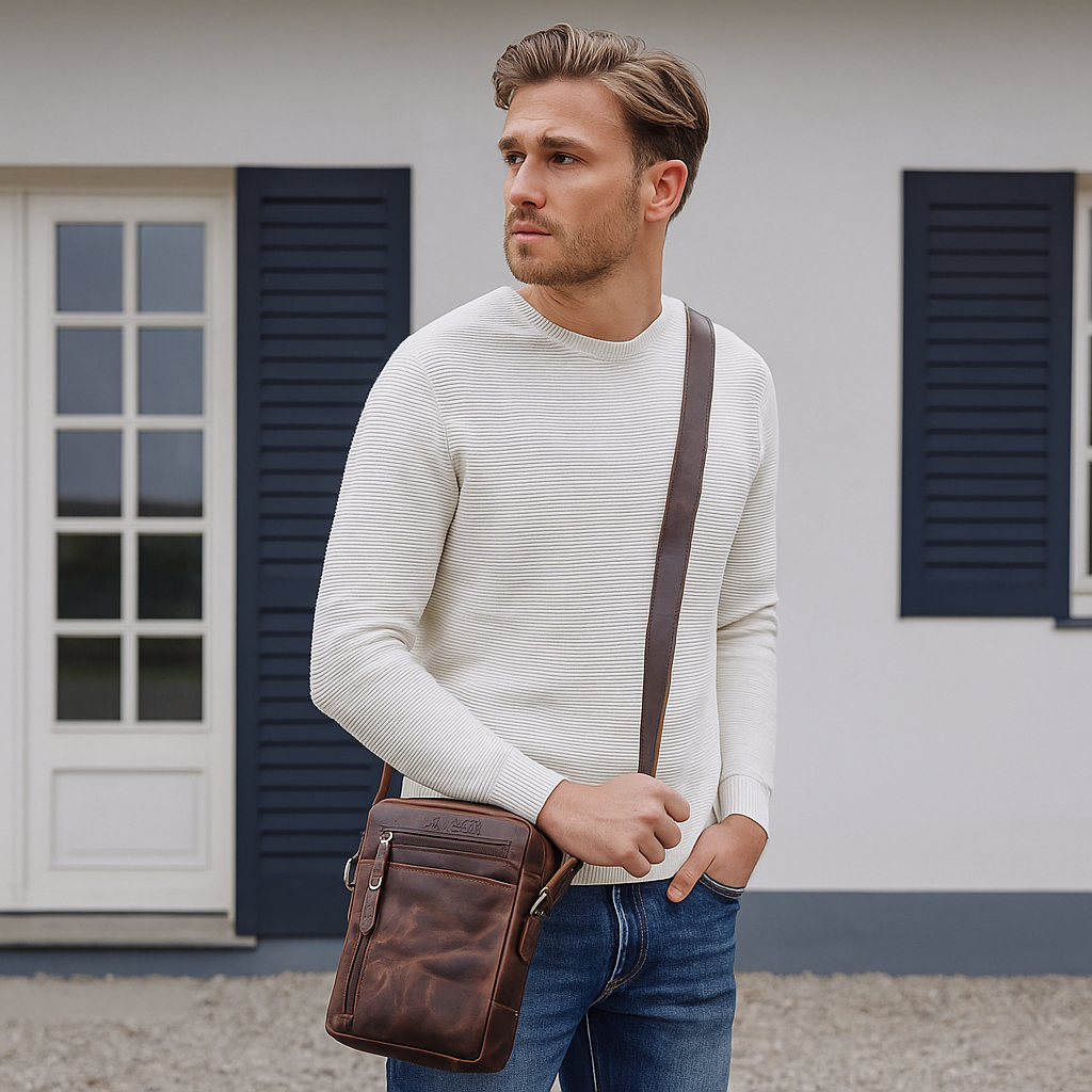 Wholesale Leather Crossbody Sling Bag in Brown –Unisex Messenger Shoulder Bag Daily Use & Work