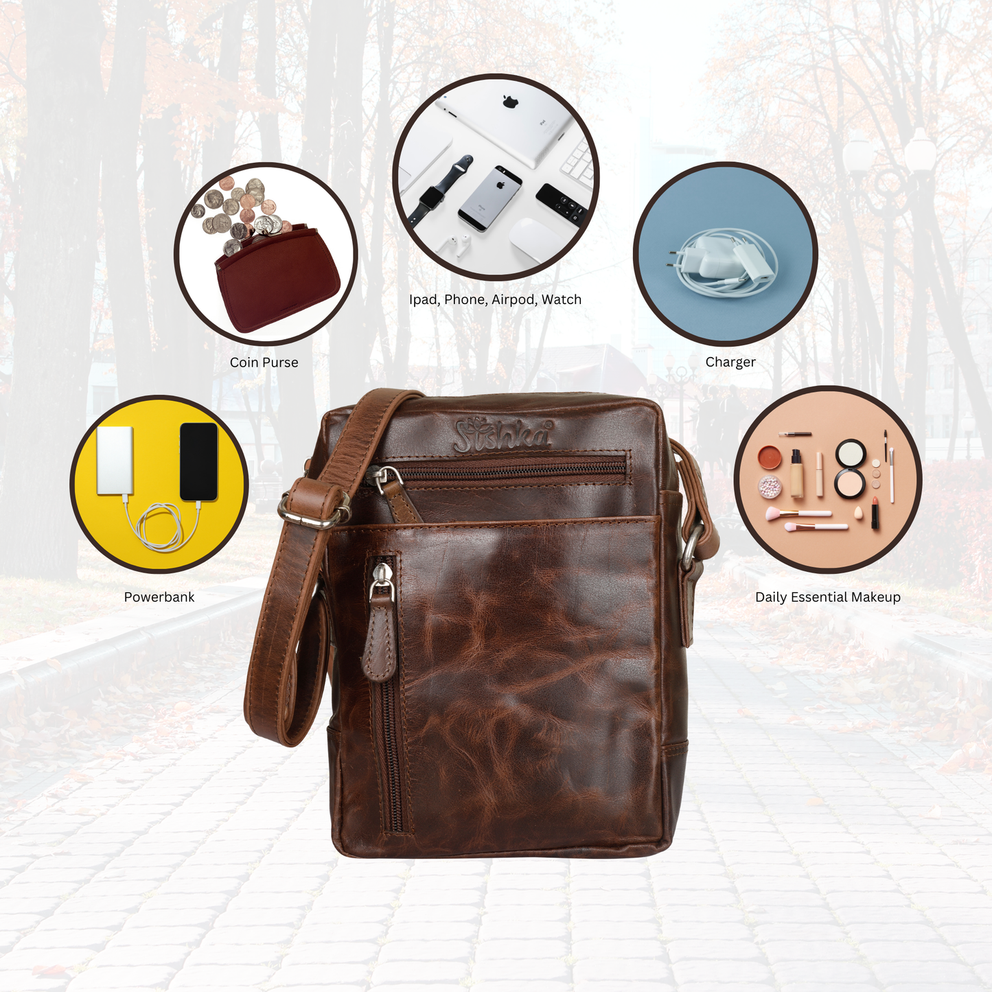 Wholesale Leather Crossbody Sling Bag in Brown –Unisex Messenger Shoulder Bag Daily Use & Work