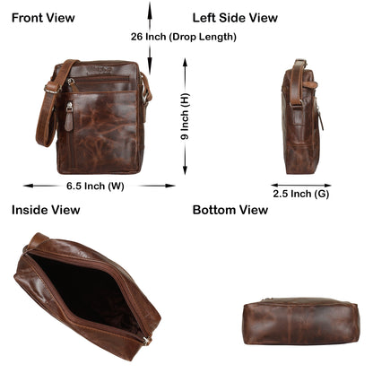 Wholesale Leather Crossbody Sling Bag in Brown –Unisex Messenger Shoulder Bag Daily Use & Work