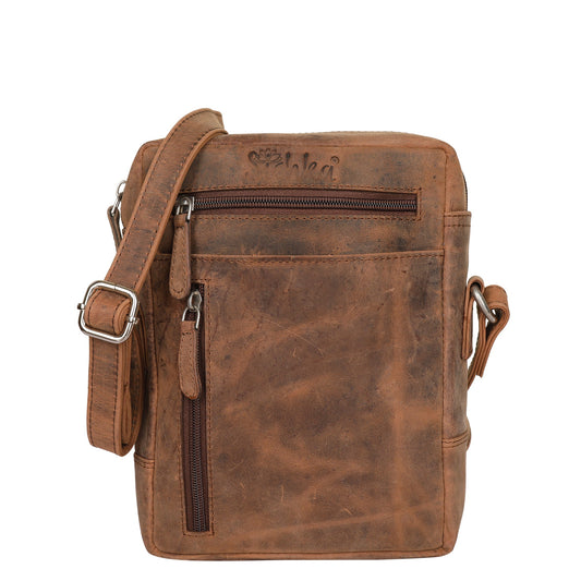 Leather Crossbody Sling Bag in Brown Hunter for Wholesale – Unisex Messenger Shoulder Bag Travel & Daily Use