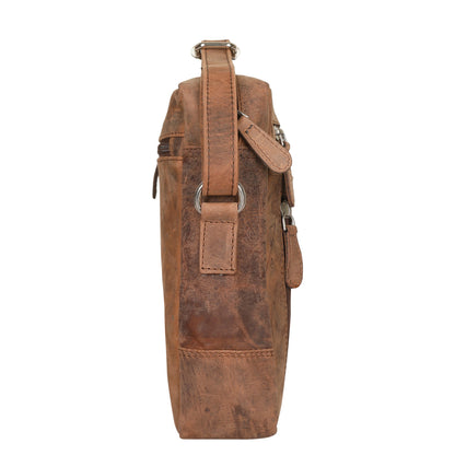 Leather Crossbody Sling Bag in Brown Hunter for Wholesale – Unisex Messenger Shoulder Bag Travel & Daily Use