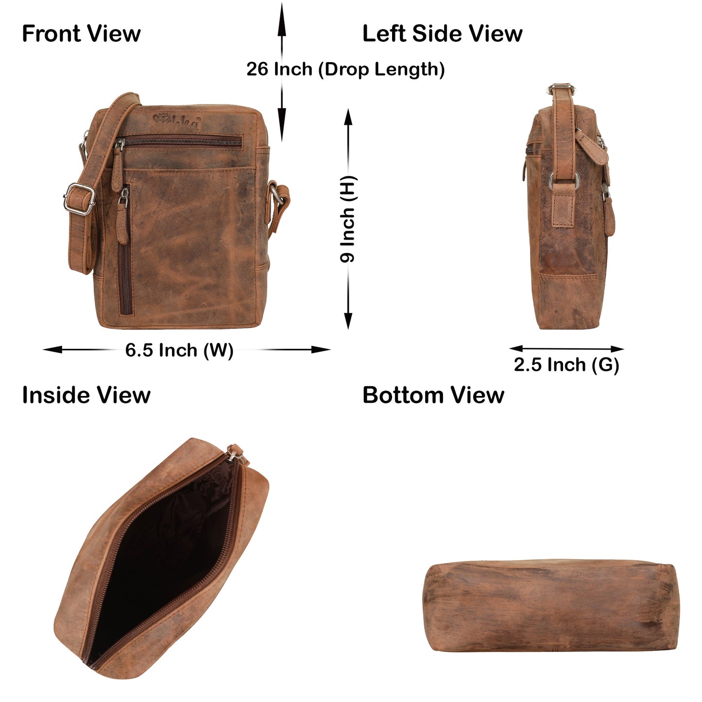 Leather Crossbody Sling Bag in Brown Hunter for Wholesale – Unisex Messenger Shoulder Bag Travel & Daily Use