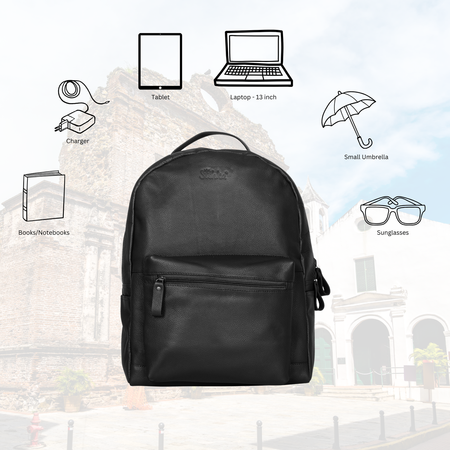 Genuine Leather Black Backpack |Wholesale Travel Backpack for Women & Men | Business, Office, Work, Gifting