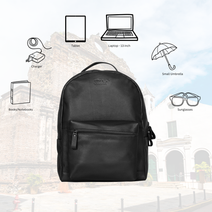 Genuine Leather Black Backpack |Wholesale Travel Backpack for Women & Men | Business, Office, Work, Gifting