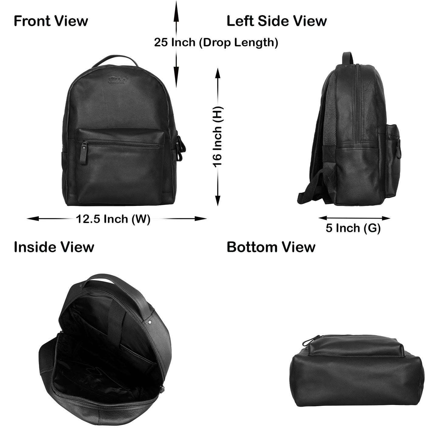 Genuine Leather Black Backpack |Wholesale Travel Backpack for Women & Men | Business, Office, Work, Gifting