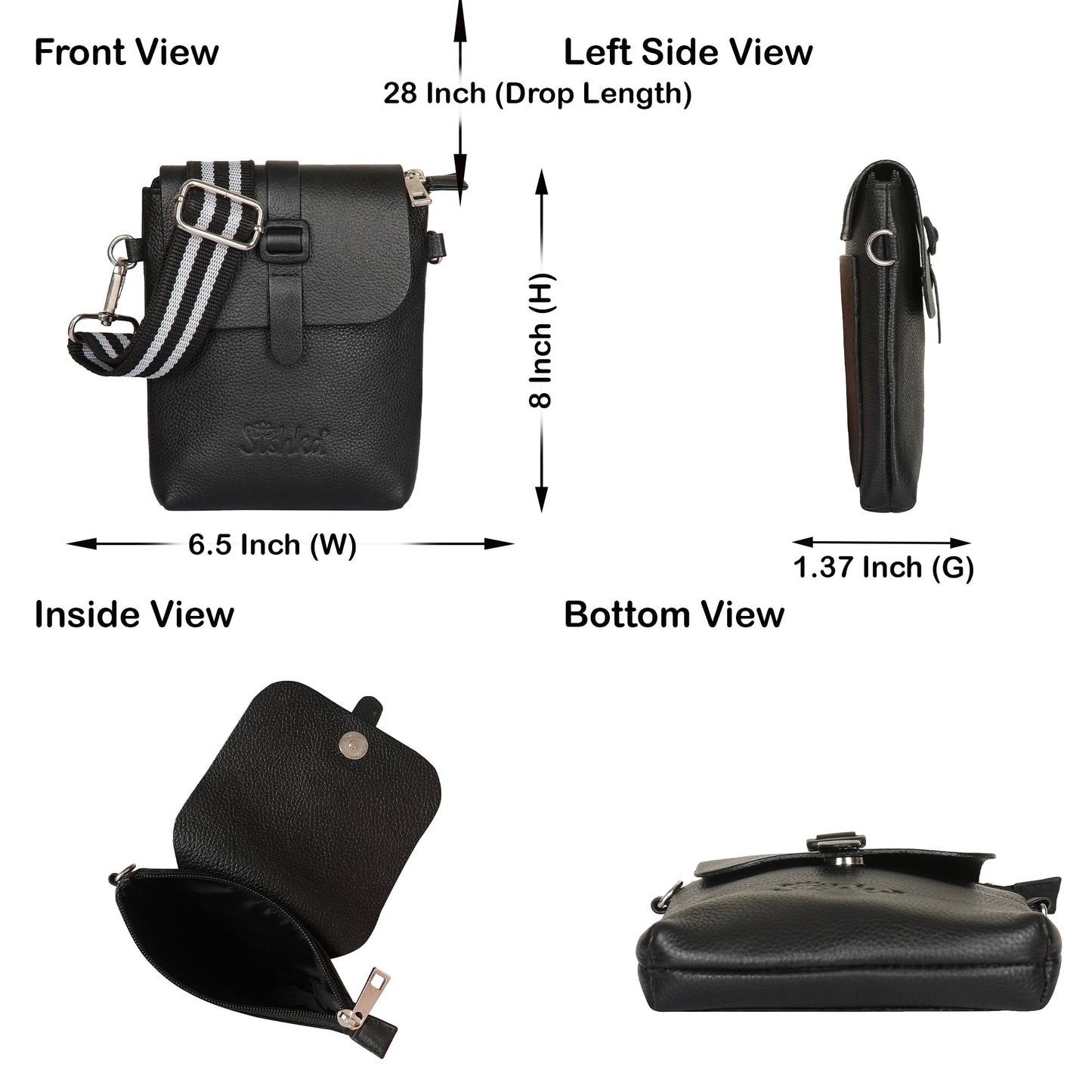 Leather Black Messenger Bag for Men & Women – Wholesale Small Crossbody Sling Bag for Travel, Work & Daily Use