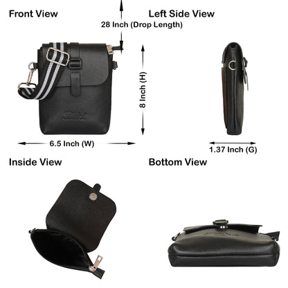 Leather Black Messenger Bag for Men & Women – Wholesale Small Crossbody Sling Bag for Travel, Work & Daily Use