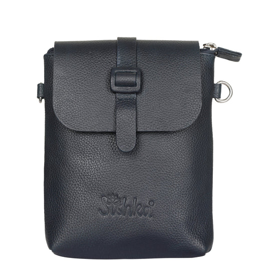 Leather Navy Blue Messenger Bag for Men & Women–Wholesale Small Crossbody Sling Bag for Travel, Work & Daily Use