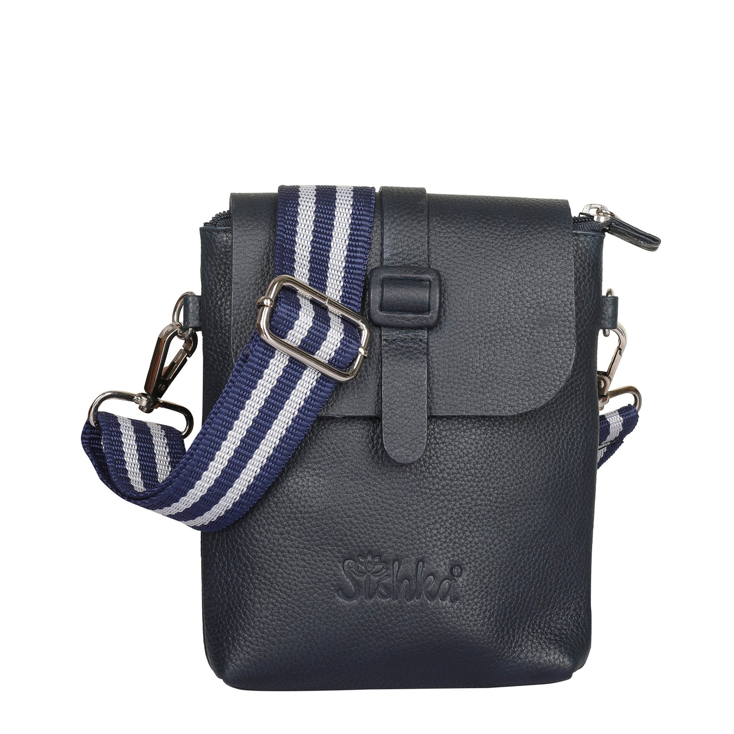 Leather Navy Blue Messenger Bag for Men & Women–Wholesale Small Crossbody Sling Bag for Travel, Work & Daily Use