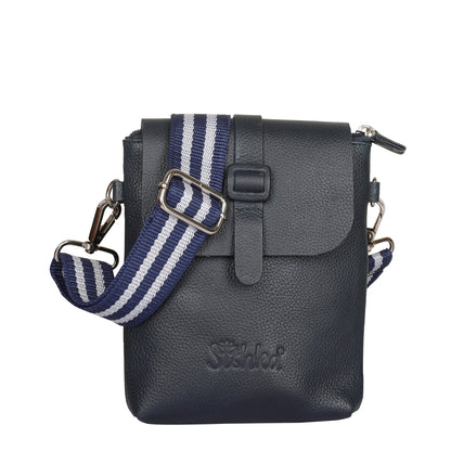 Leather Navy Blue Messenger Bag for Men & Women–Wholesale Small Crossbody Sling Bag for Travel, Work & Daily Use