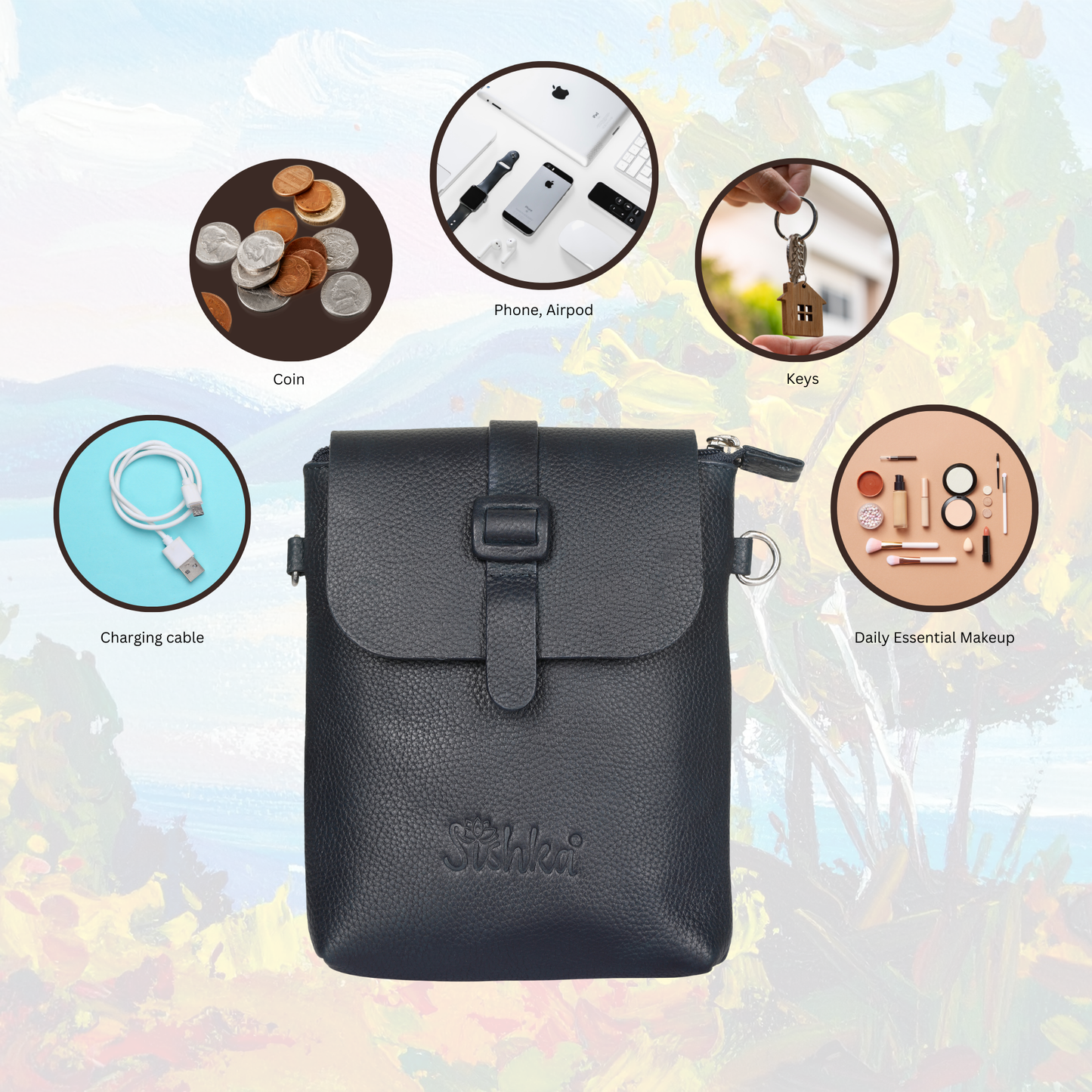 Leather Navy Blue Messenger Bag for Men & Women–Wholesale Small Crossbody Sling Bag for Travel, Work & Daily Use