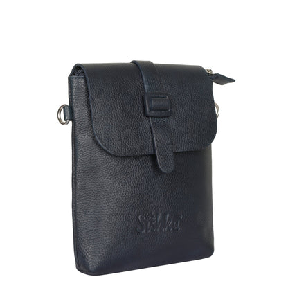 Leather Navy Blue Messenger Bag for Men & Women–Wholesale Small Crossbody Sling Bag for Travel, Work & Daily Use