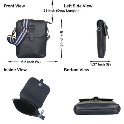 Leather Navy Blue Messenger Bag for Men & Women–Wholesale Small Crossbody Sling Bag for Travel, Work & Daily Use