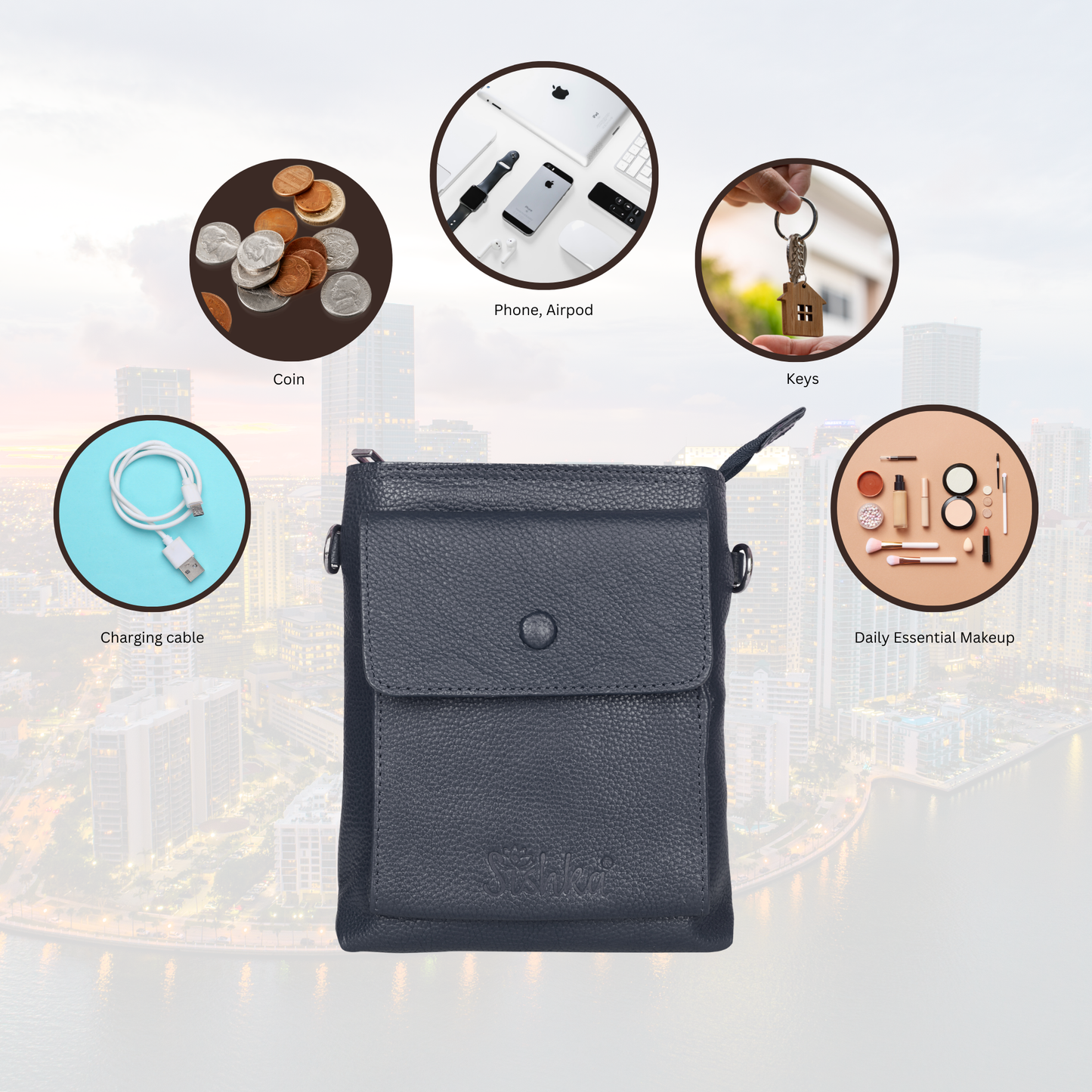 Wholesale Stylish Leather Sling Messenger Bag for Men & Women – Crossbody Bag for Work, Travel & Business Use - Black