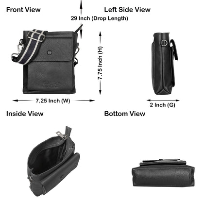 Wholesale Stylish Leather Sling Messenger Bag for Men & Women – Crossbody Bag for Work, Travel & Business Use - Black