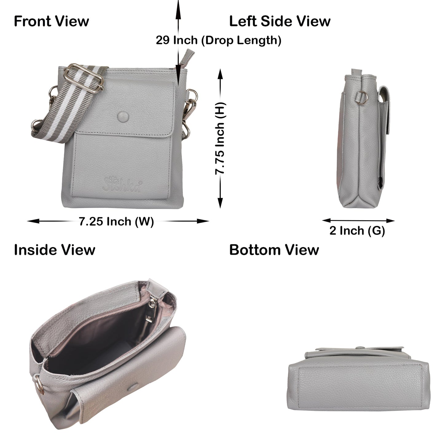 Stylish Wholesale Leather Crossbody Bag for Men & Women – Sling Messenger Bag for Business, Travel & Daily Use - Grey
