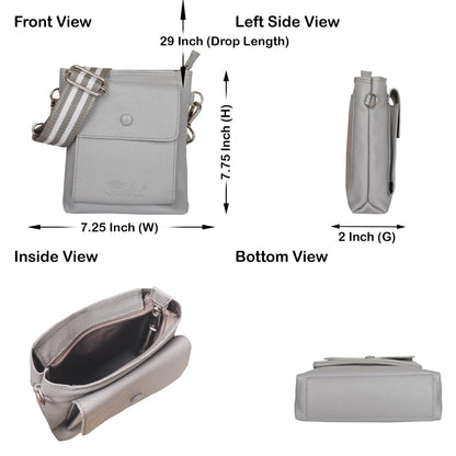 Stylish Wholesale Leather Crossbody Bag for Men & Women – Sling Messenger Bag for Business, Travel & Daily Use - Grey