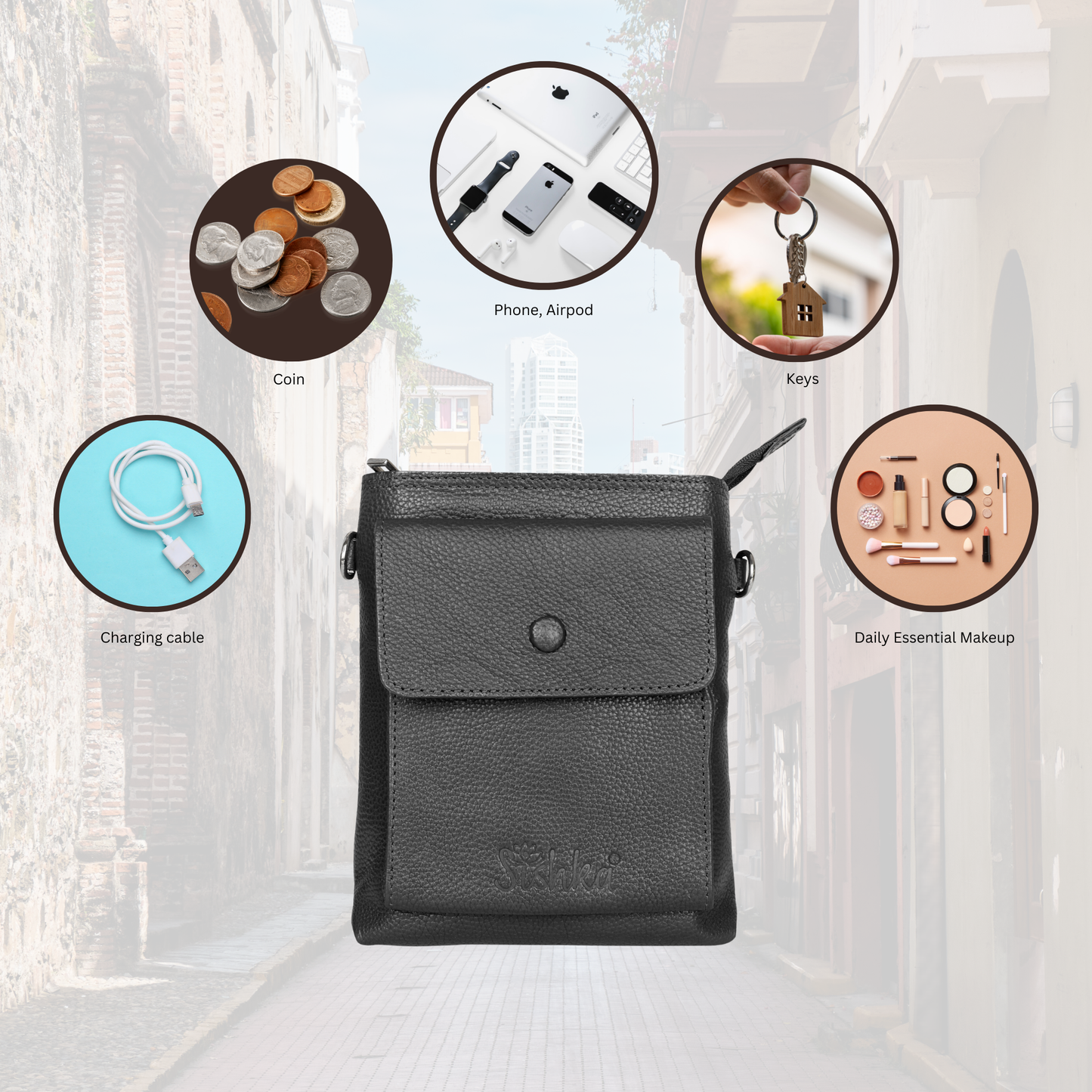 Wholesale Leather Messenger Sling Bag for Men & Women – Crossbody Bag for Travel, Work & Business Use - Navy Blue