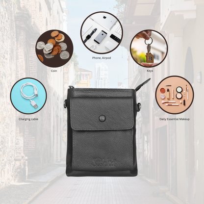 Wholesale Leather Messenger Sling Bag for Men & Women – Crossbody Bag for Travel, Work & Business Use - Navy Blue