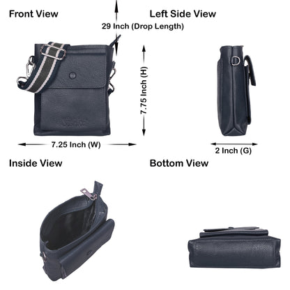 Wholesale Leather Messenger Sling Bag for Men & Women – Crossbody Bag for Travel, Work & Business Use - Navy Blue