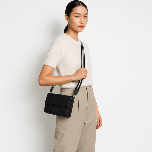 Genuine Leather Black Crossbody Shoulder Bag for Men & Women – Wholesale Sling Messenger Bag for Work & Daily Use