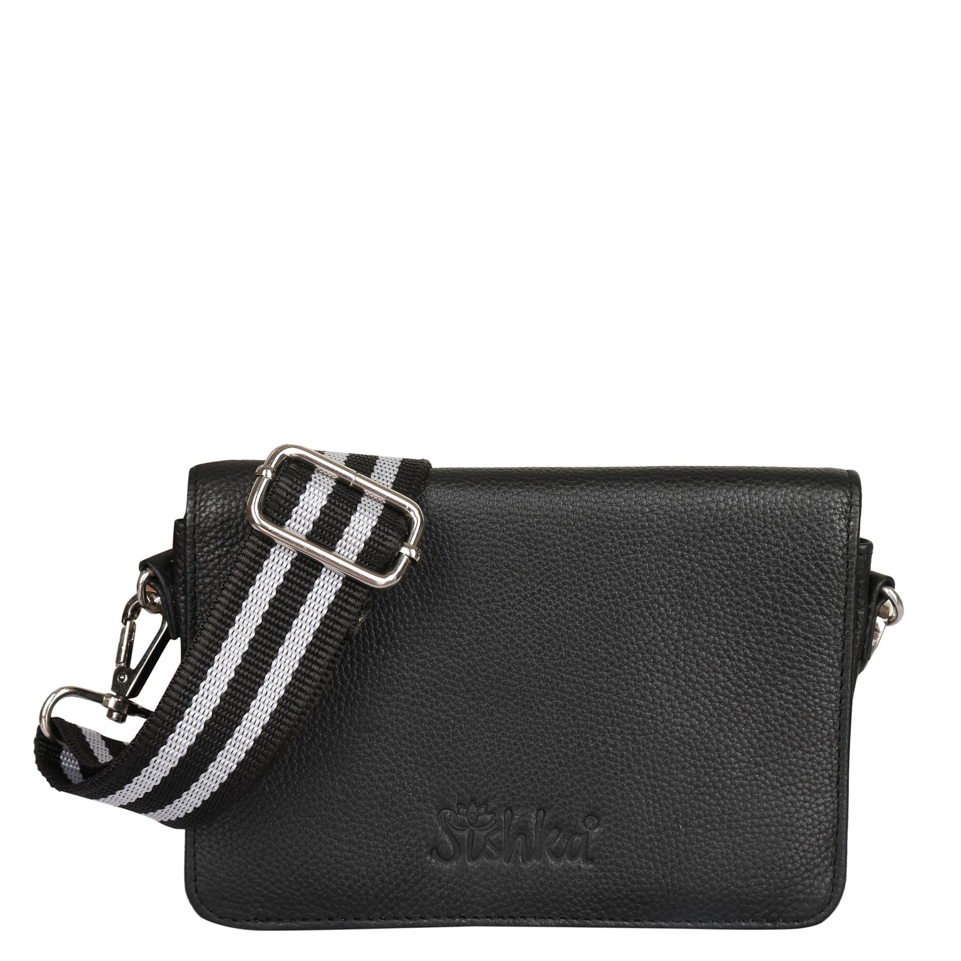 Black genuine leather crossbody messenger bag for men and women with adjustable strap for travel, commuting, shopping, work, and everyday use