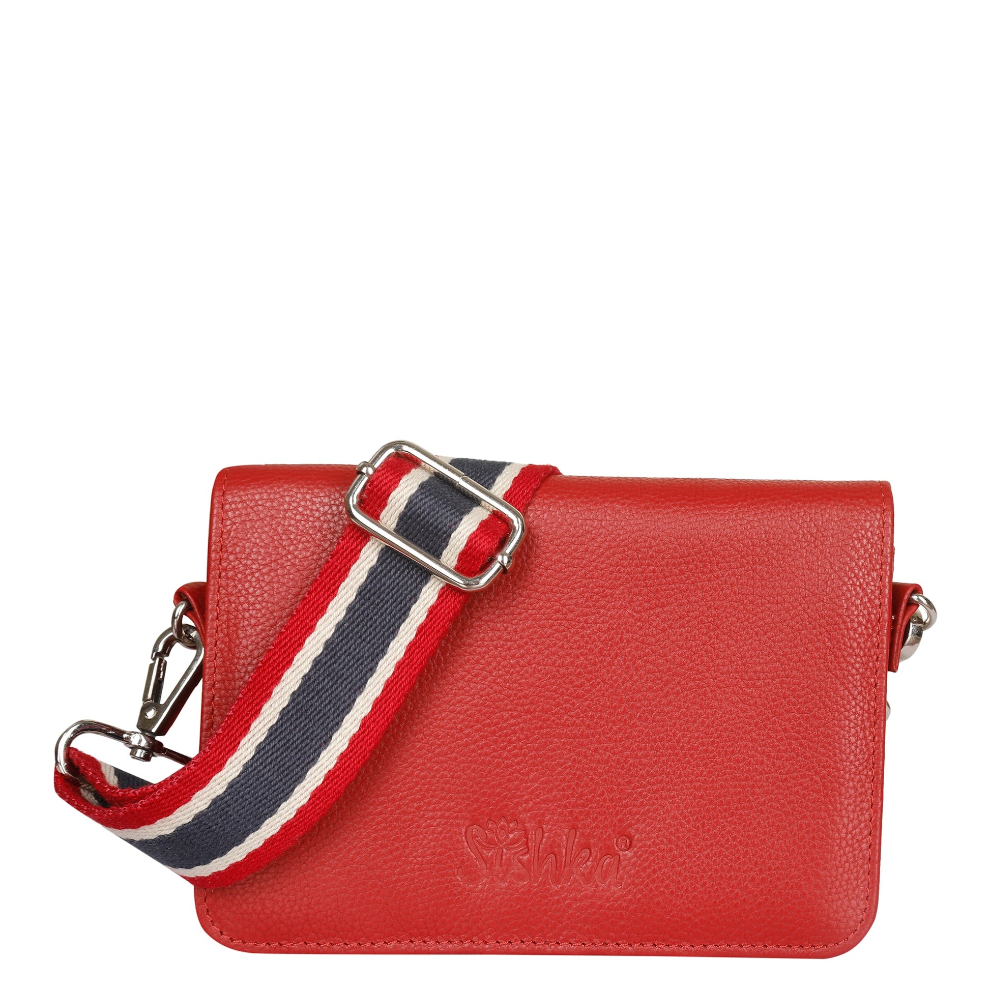 Red genuine leather crossbody messenger bag for men and women with adjustable strap for travel, commuting, shopping, work, and everyday use