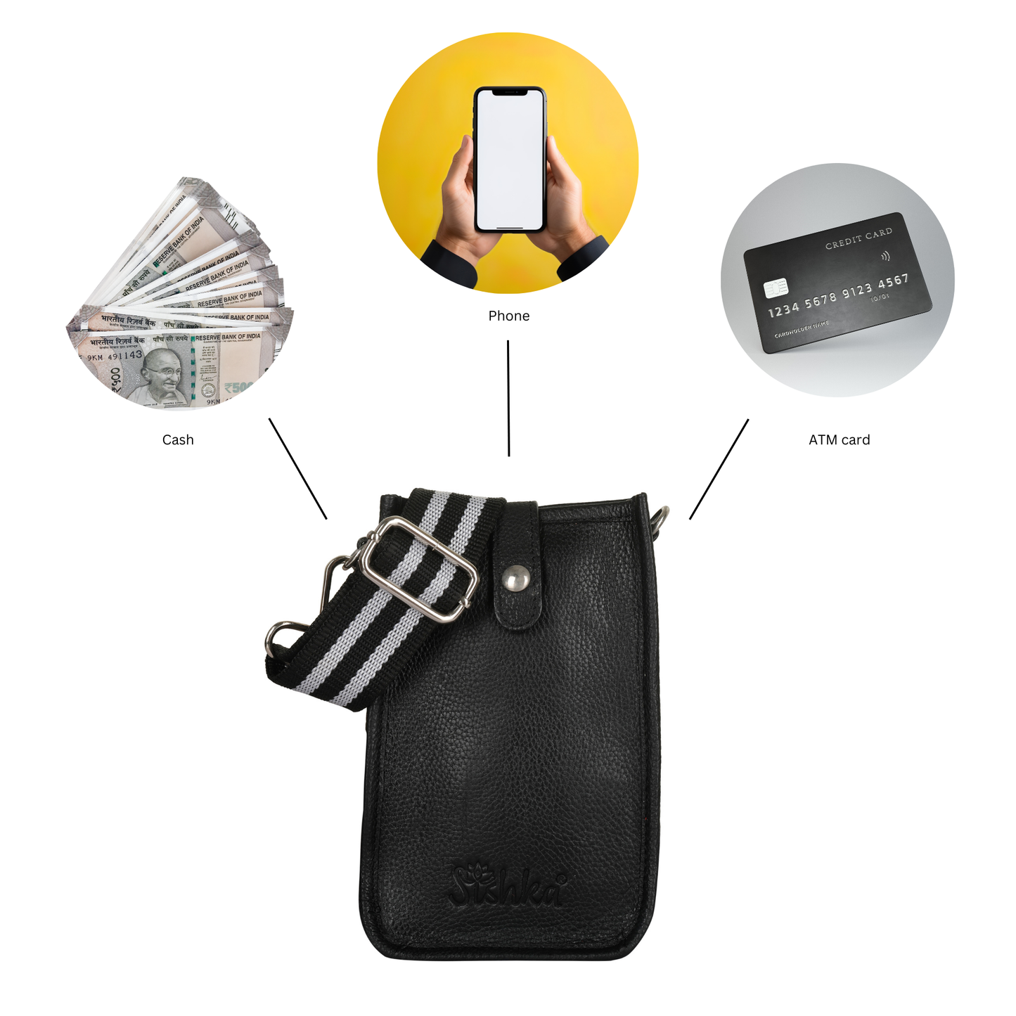 Black - Wholesale Premium Leather Crossbody Phone Sling Wallet Bag for Daily Use, Work & Travel for Men and Women