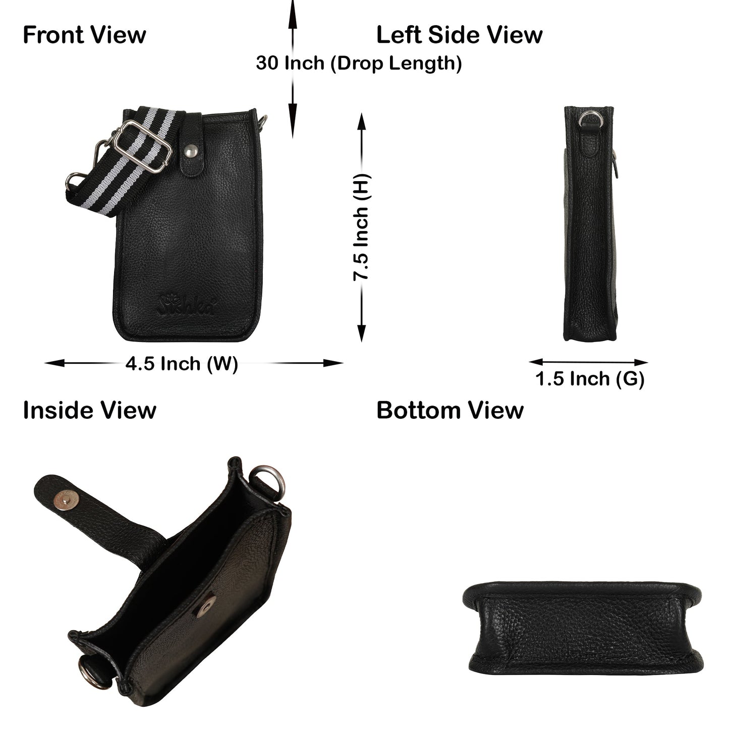 Black - Wholesale Premium Leather Crossbody Phone Sling Wallet Bag for Daily Use, Work & Travel for Men and Women