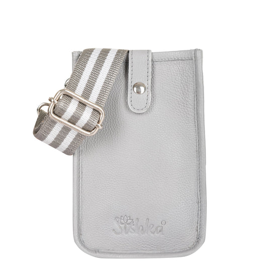 Grey -Genuine Leather Wholesale Crossbody Phone Sling Wallet Bag for Daily Use, Work & Travel for Men and Women