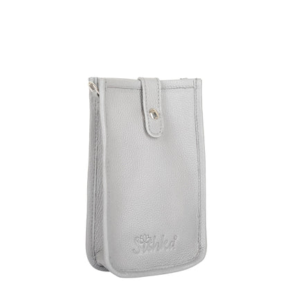 Grey -Genuine Leather Wholesale Crossbody Phone Sling Wallet Bag for Daily Use, Work & Travel for Men and Women