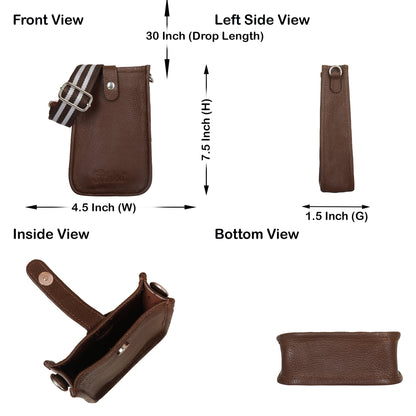Light Brown - Wholesale  Premium Leather Crossbody Phone Sling Wallet Bag  for Daily Use, Work & Travel for Men and Women