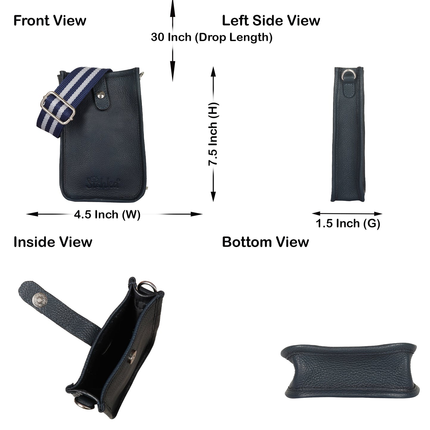 Navy Blue - Premium Leather Wholesale Crossbody Phone Sling Wallet Bag  for Daily Use, Work & Travel for Men and Women