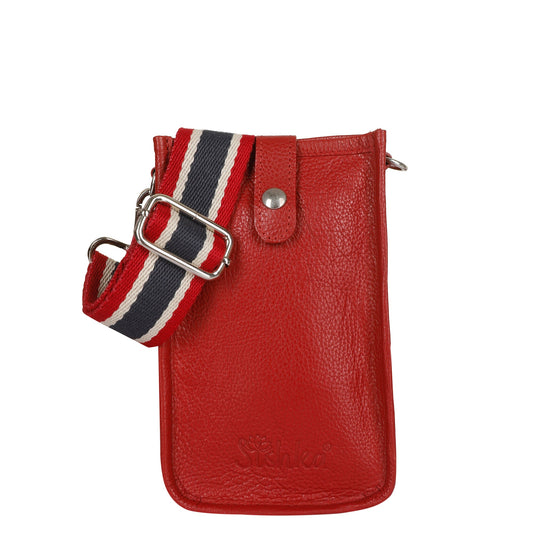 Red -Genuine Leather Crossbody Phone Sling Wallet Bag - Daily Use, Work & Travel for Men and Women