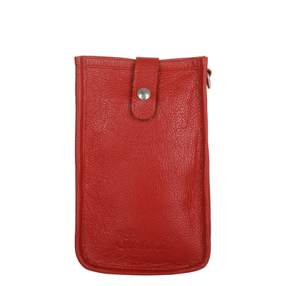 Red -Genuine Leather Crossbody Phone Sling Wallet Bag - Daily Use, Work & Travel for Men and Women