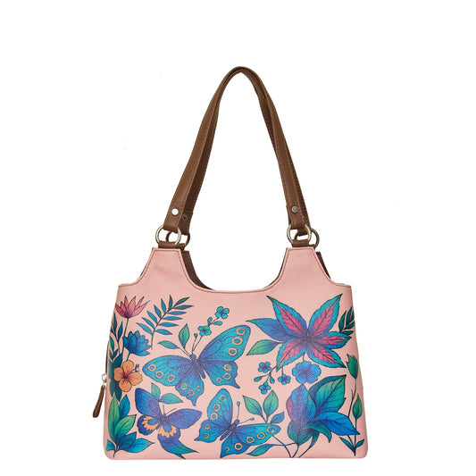Wholesale Botanical Hand Printed Vegan Leather Shoulder Tote Bag for Women – Stylish Top Handle Handbag Purse– Travel, Office & Daily Use